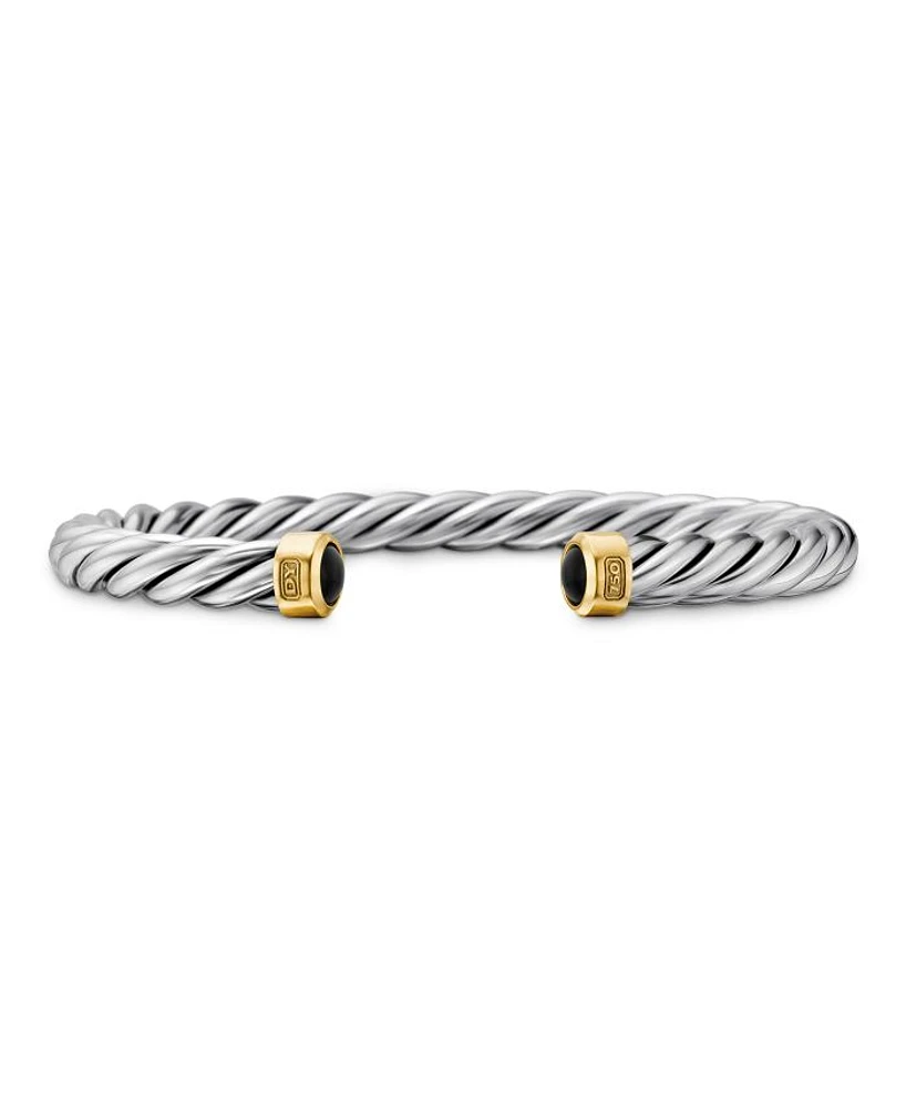 Men's Cable Cuff Bracelet in Sterling Silver & 18K Yellow Gold