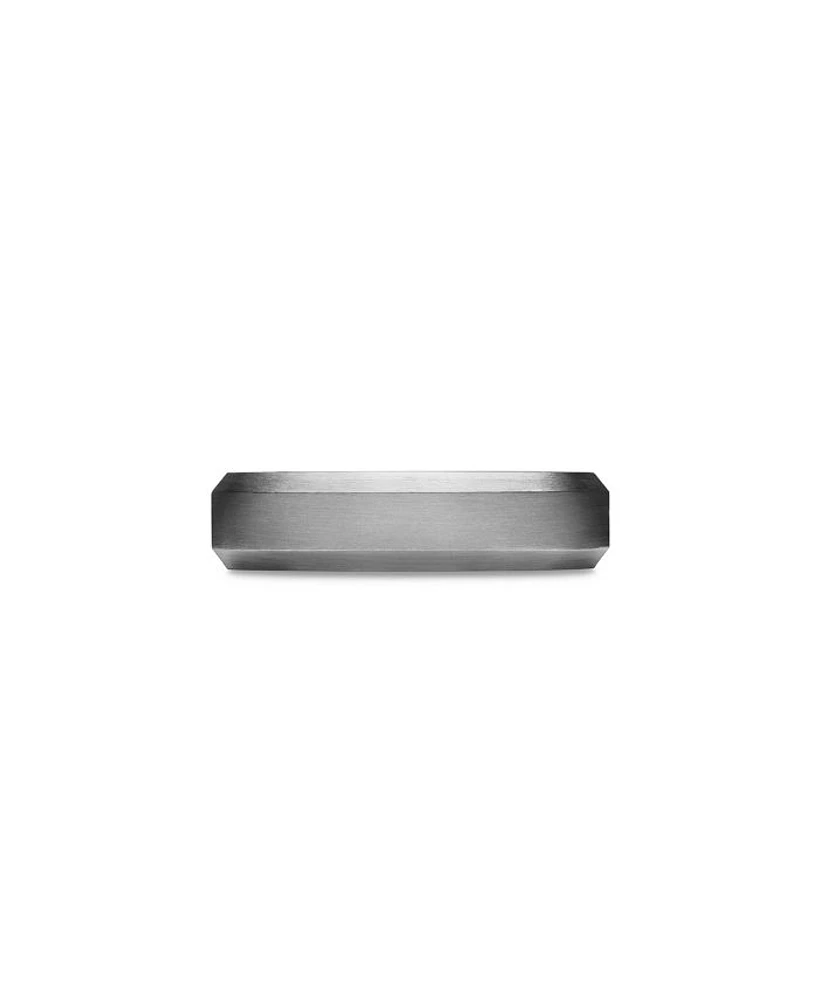 Men's Gray Titanium Wedding Beveled Band