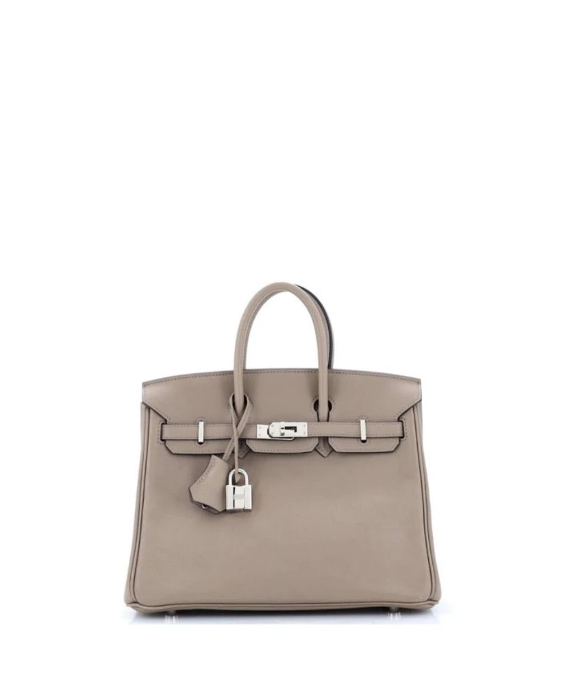 Birkin 25 Handbag Grey Swift with Palladium Hardware