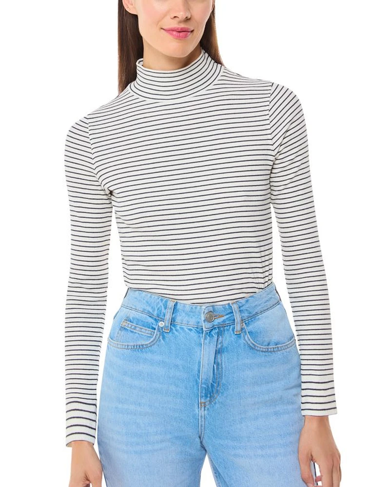 Ribbed High Neck Top