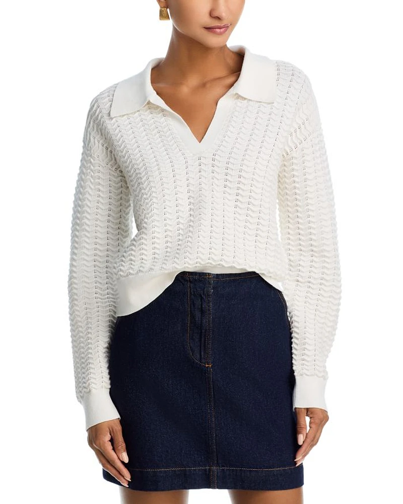 Mozart Scallop Stitch Polo Sweater
