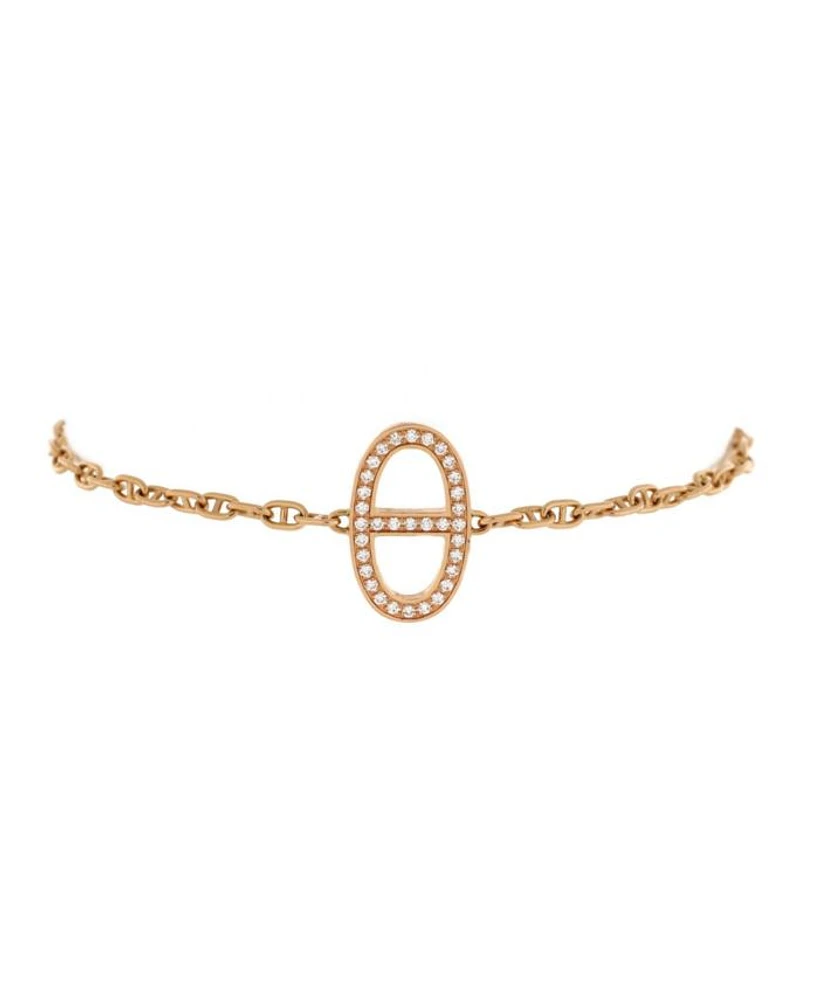 Chaine d'Ancre Contour Bracelet 18K Rose Gold with Diamonds