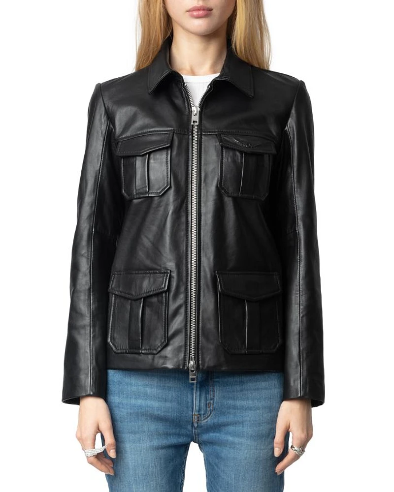 Lienna Embossed Leather Jacket