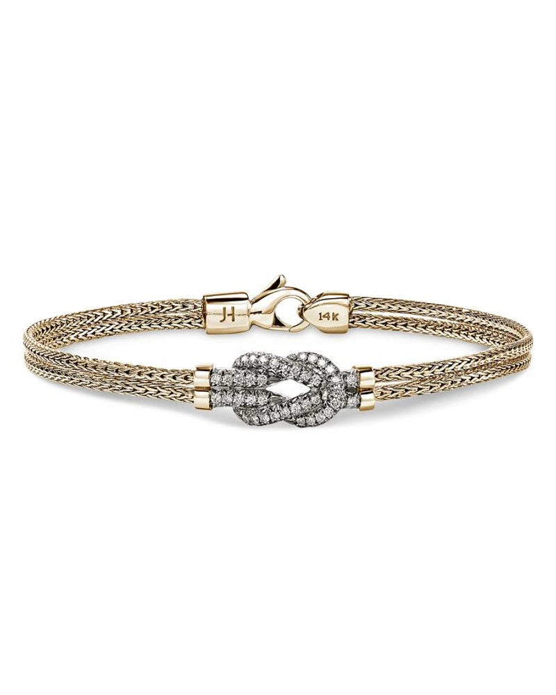 14K Yellow Gold Love Knot Diamond Bracelet