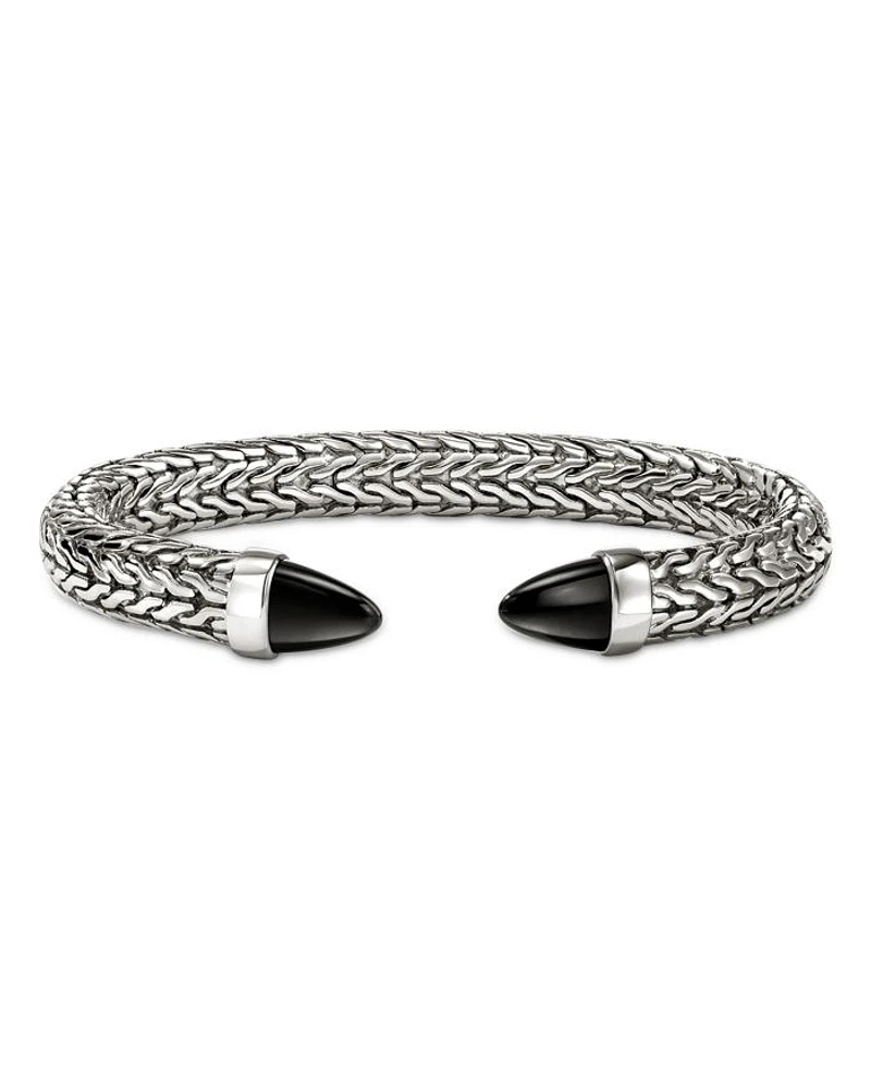 Sterling Silver Spear Black Onyx Cuff Bracelet