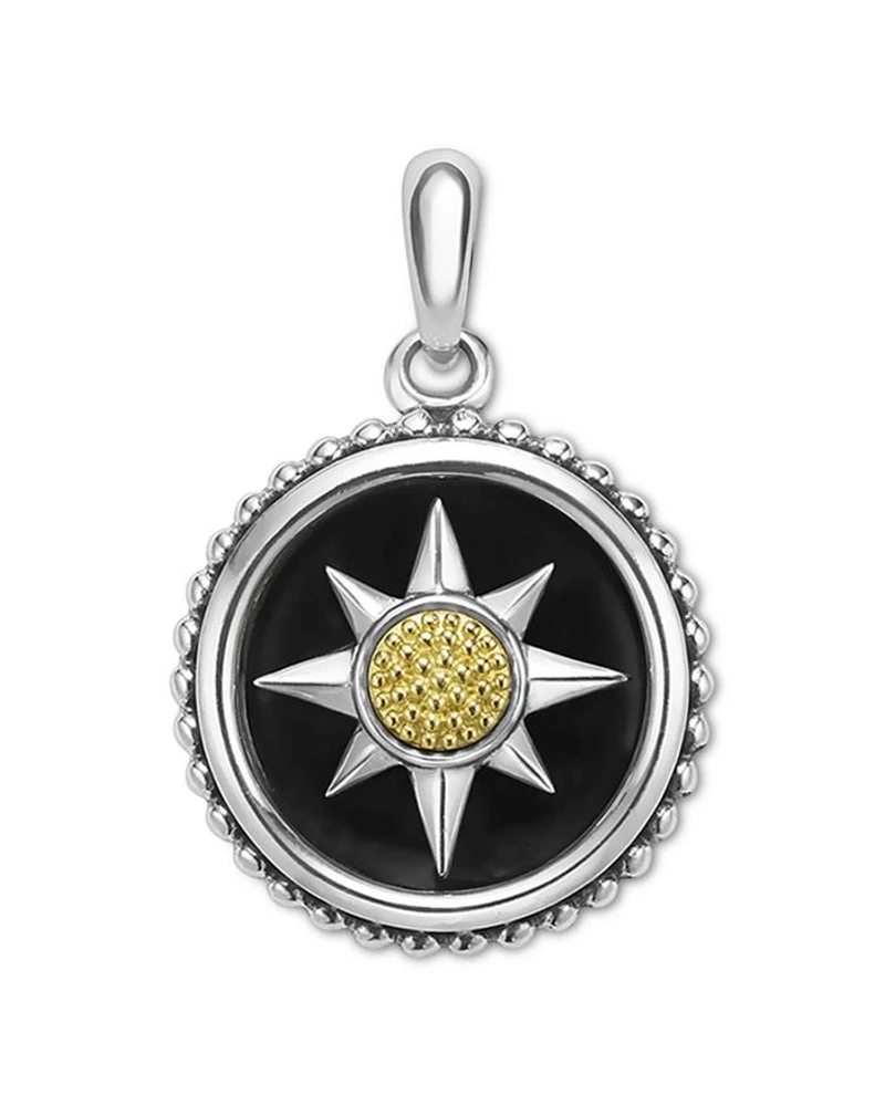 Men's 18K Yellow Gold & Sterling Silver Anthem Black Agate Starburst Amulet Pendant - Exclusive