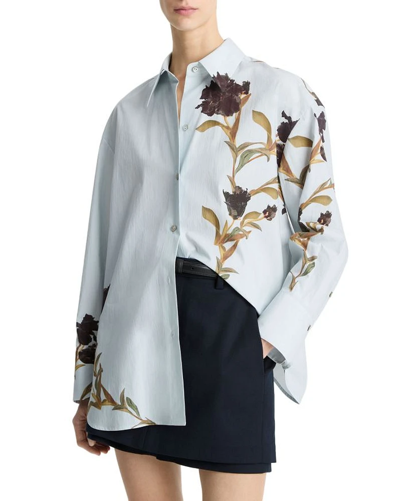 Placed Iris Cotton Button-Front Shirt
