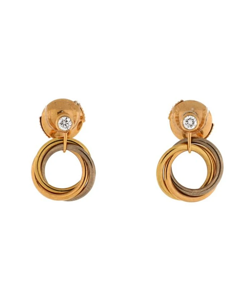 Trinity Dangle Earrings 18K Tricolor Gold with Diamond
