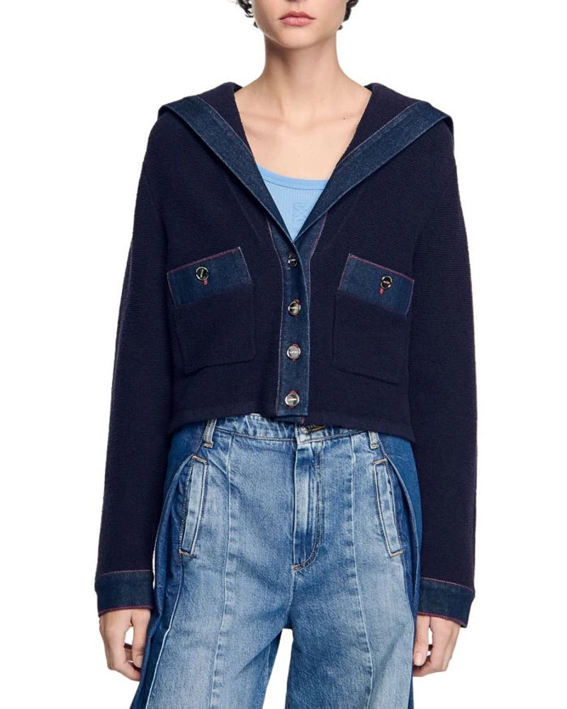 Denim Detail Cardigan