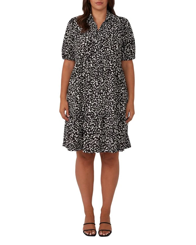 Abstract Spot Mini Shirt Dress