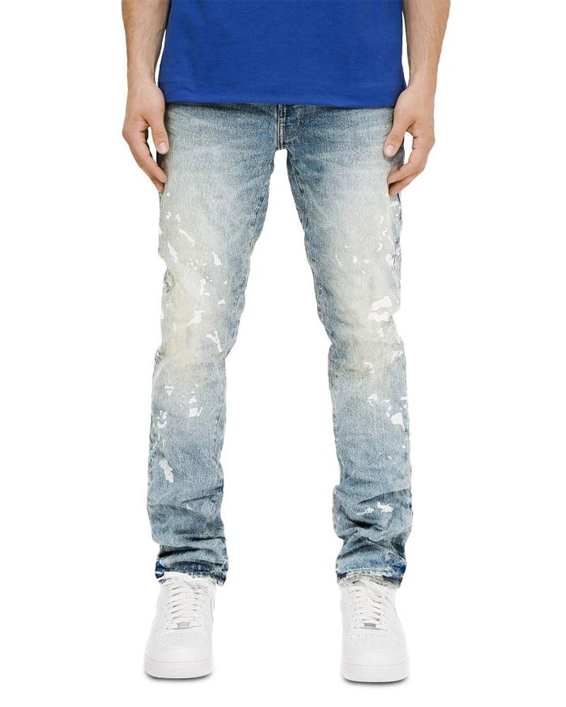 Manganese Slim Straight Jeans with Paint Splatter