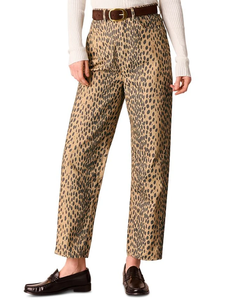 Animal Print Barrel Leg Pants