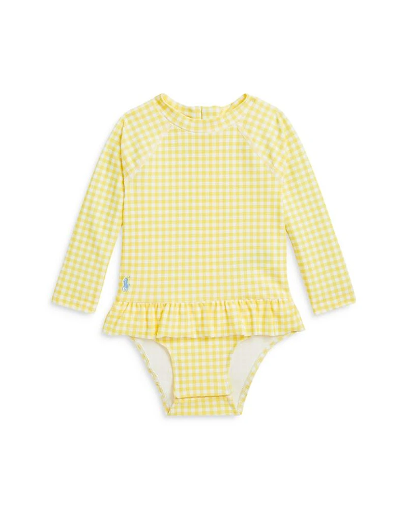 Girls' Gingham Ruffled One Piece Rash Guard - Baby