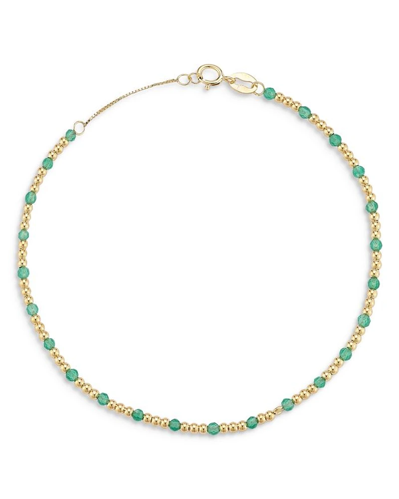 14K Yellow Gold Chalcedony Beaded Bracelet