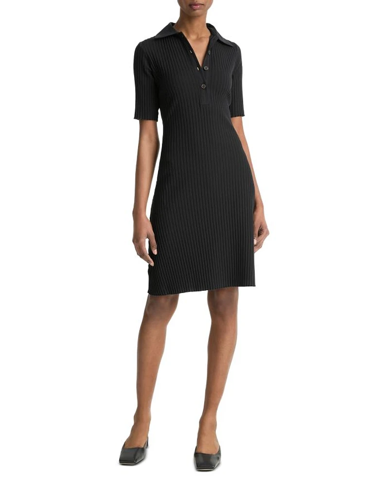 Elbow Sleeve Polo Dress