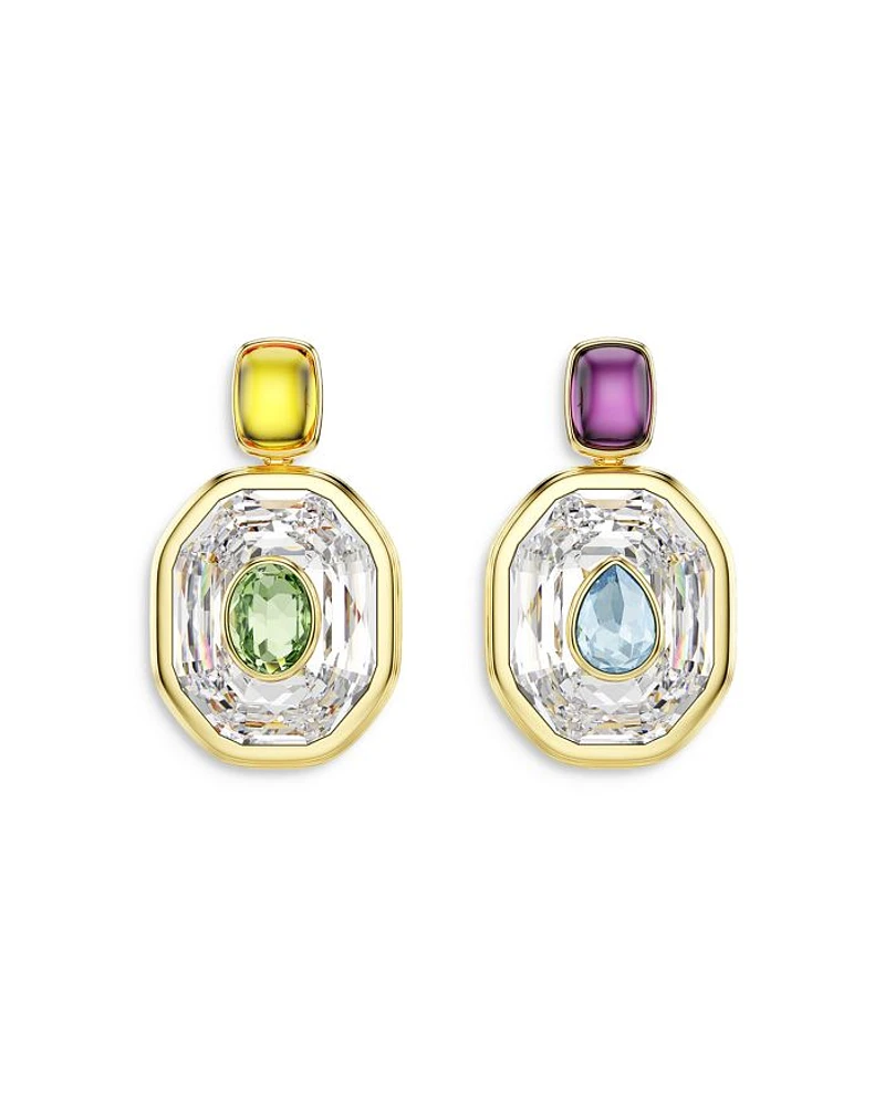 Chroma Octagon Crystal Asymmetrical Drop Earrings