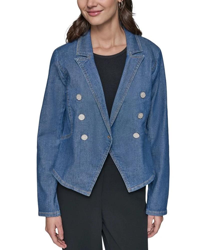 Asymmetric Denim Blazer