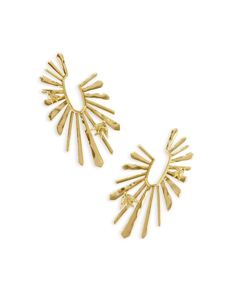 Melody Bird & Spike Front Facing Hoop Earrings