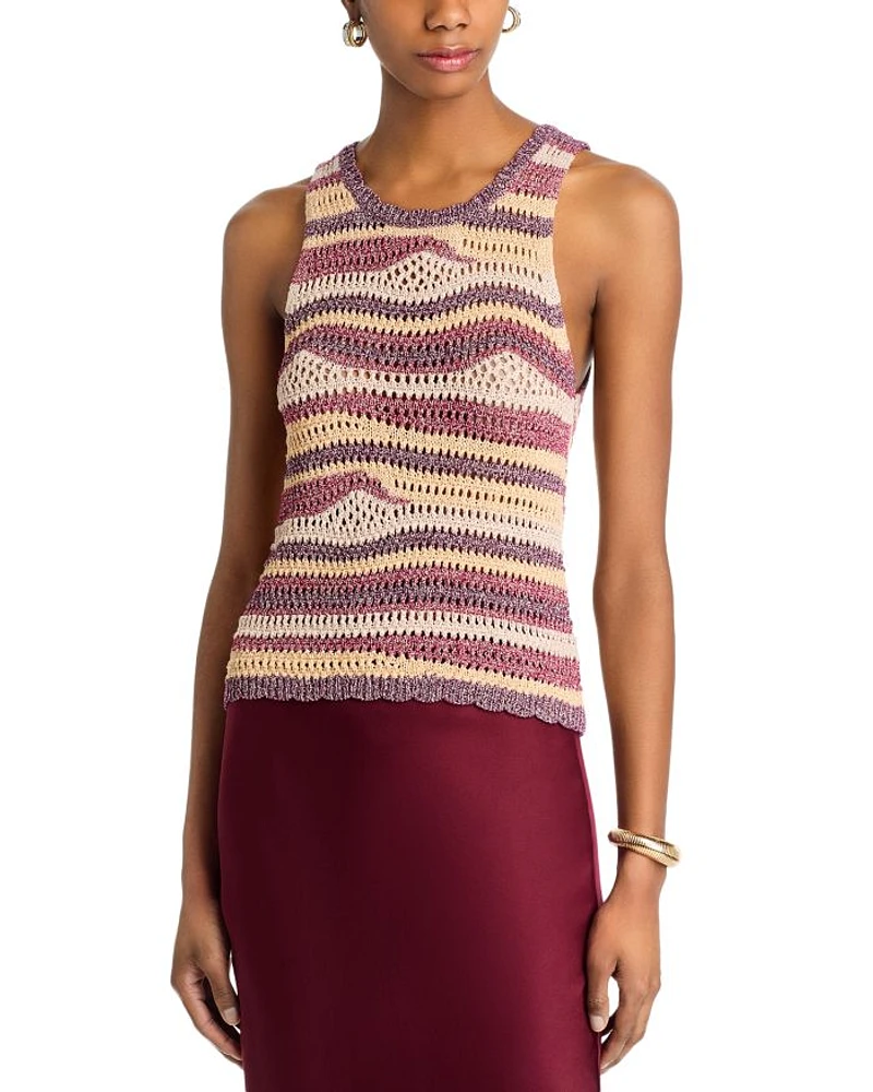 Hannah Striped Crochet Sleeveless Sweater