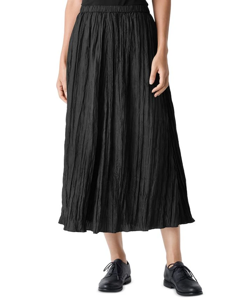 Crushed Silk Flared Skirt