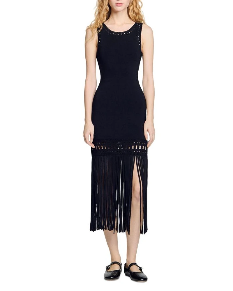 Fringed Knit Dress