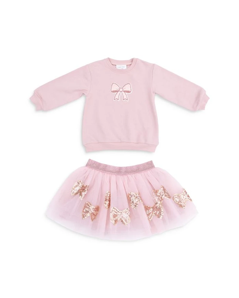 Girls' Bows Puffy Oversized Sweatshirt & Tutu Skirt Set - Baby