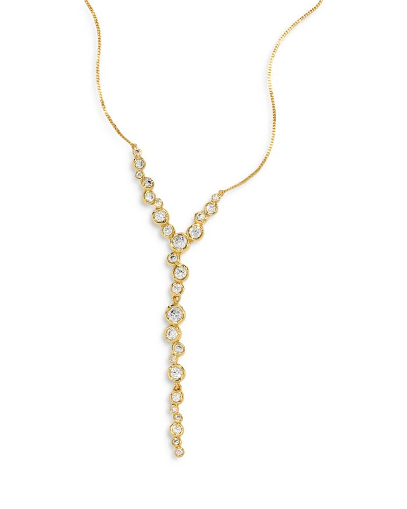 Asterales Cubic Zirconia Lariat Necklace in 14K Gold Plated, 16"-18"