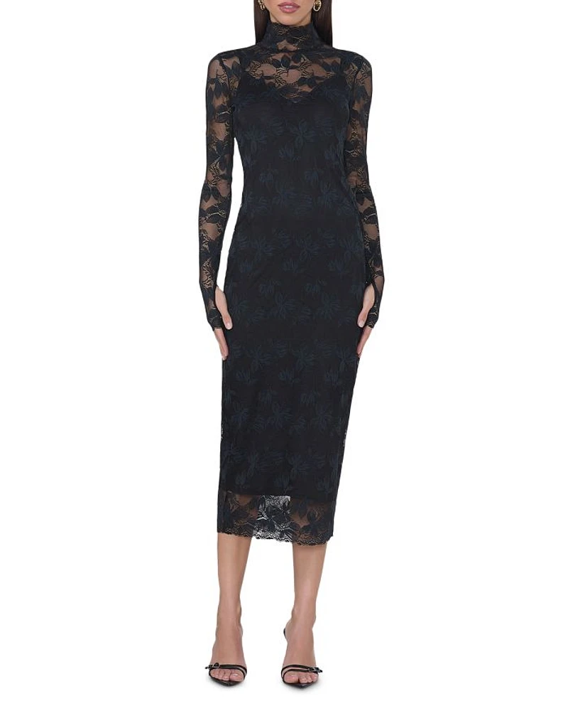 Shailene Leaf Lace Midi Dress