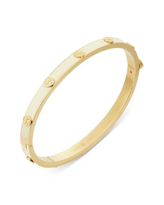 Miller Double T Studded Bangle Bracelet in Gold Tone Stainless Steel
