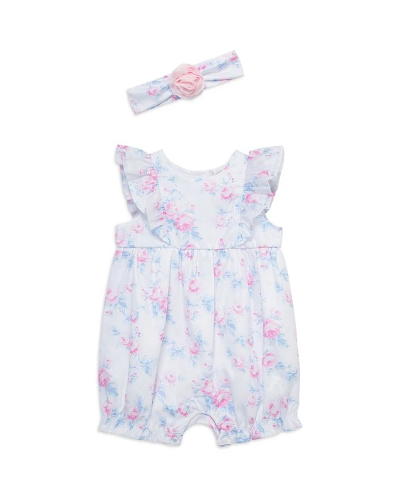 Girls' Roses Romper & Headband Set - Baby