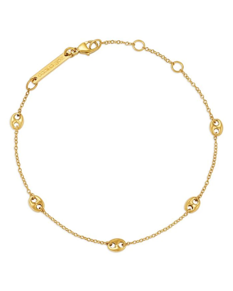 14K Yellow Gold Heavy Metal Mariner Link Station Bracelet