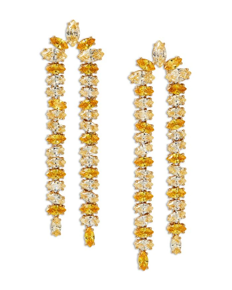 Yellow Stone Double Strand Drop Earrings