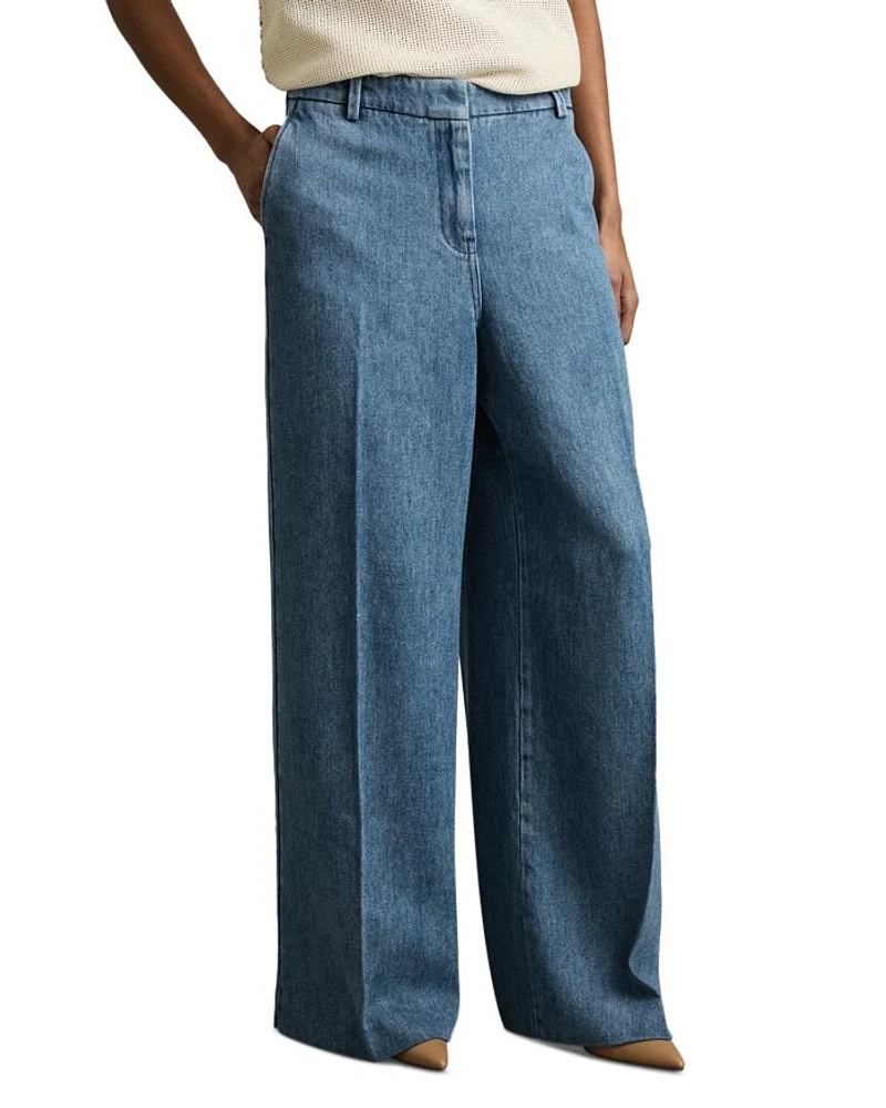 Reed Denim Look Wide Leg Trousers