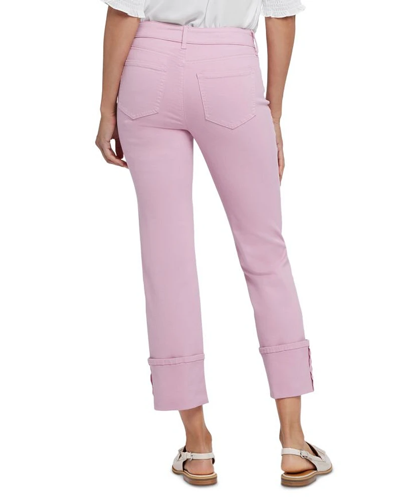 Marilyn Cuffed Straight Leg Jeans Pink Nectar
