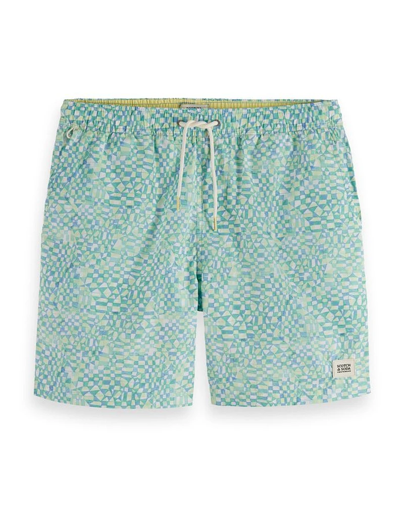Printed Mid Length 6.3" Swim Shorts