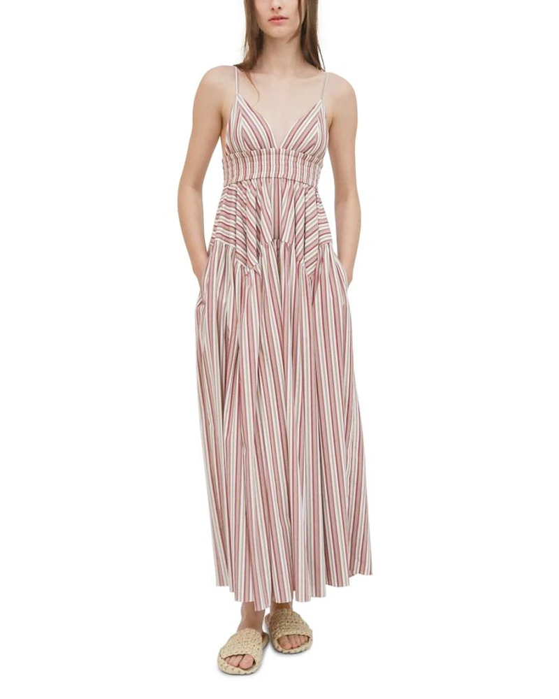 Striped V Neck Maxi Dress
