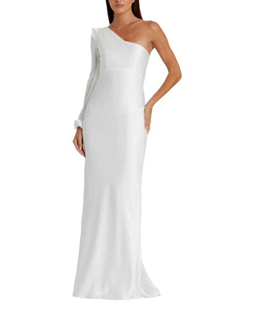 One Shoulder Blouson Sleeve Gown