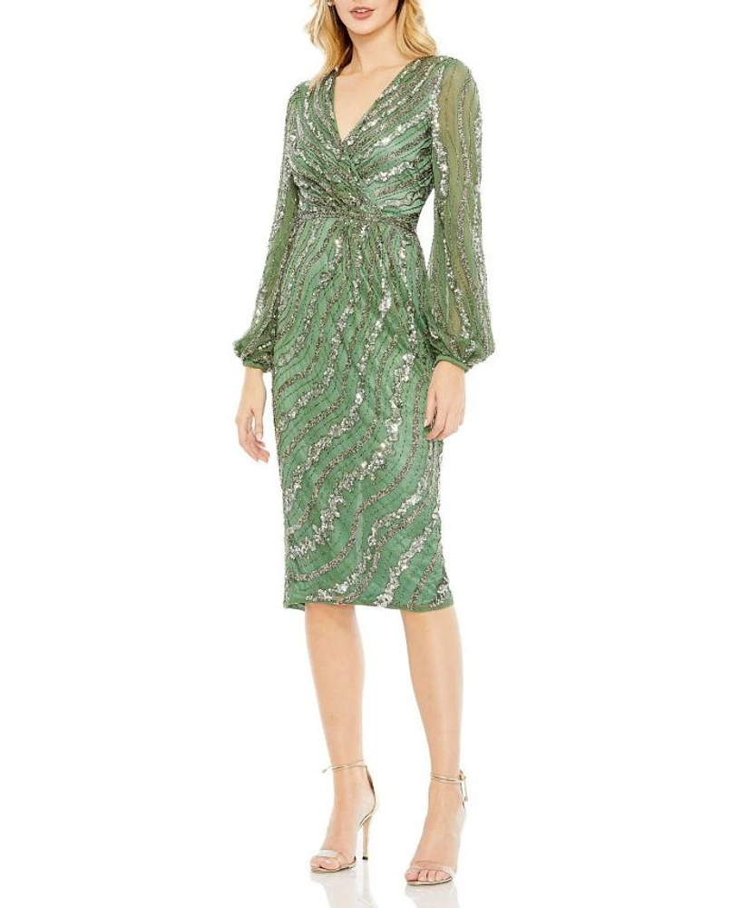 Embellished Long Sleeve Midi Dress