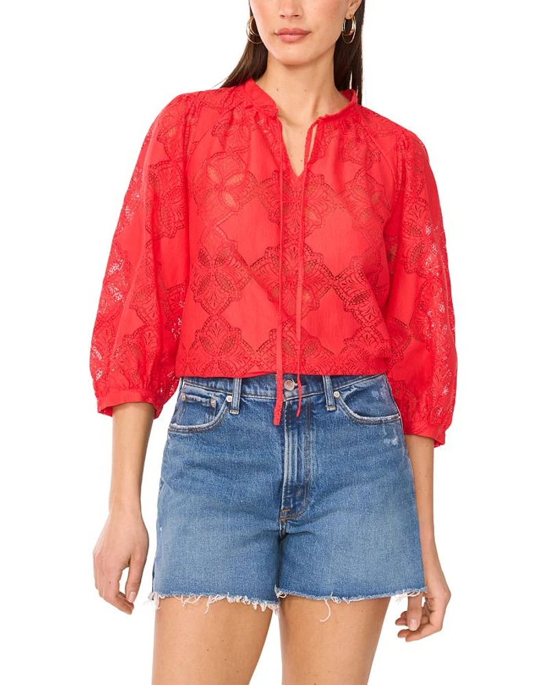 Split Neck Peasant Top