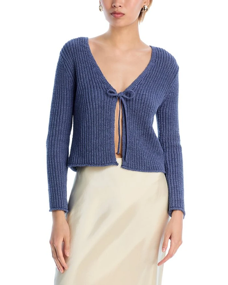 V Neck Tie Front Cardigan