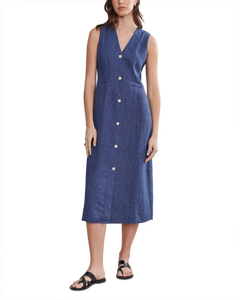 Callan Linen Button Front Midi Dress