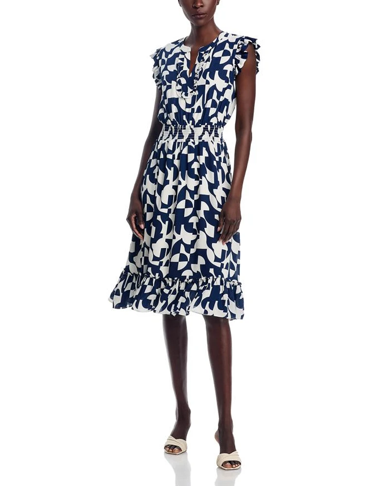Ruffled Trim Smocked Waist Dress