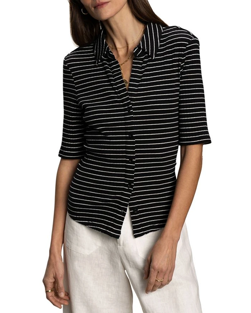Ribbed Knit Button Front Shirt