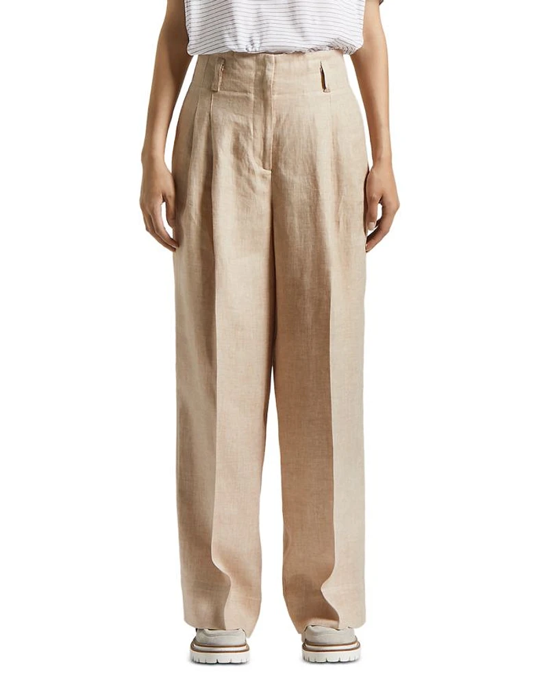 Pleated Straight Leg Trousers