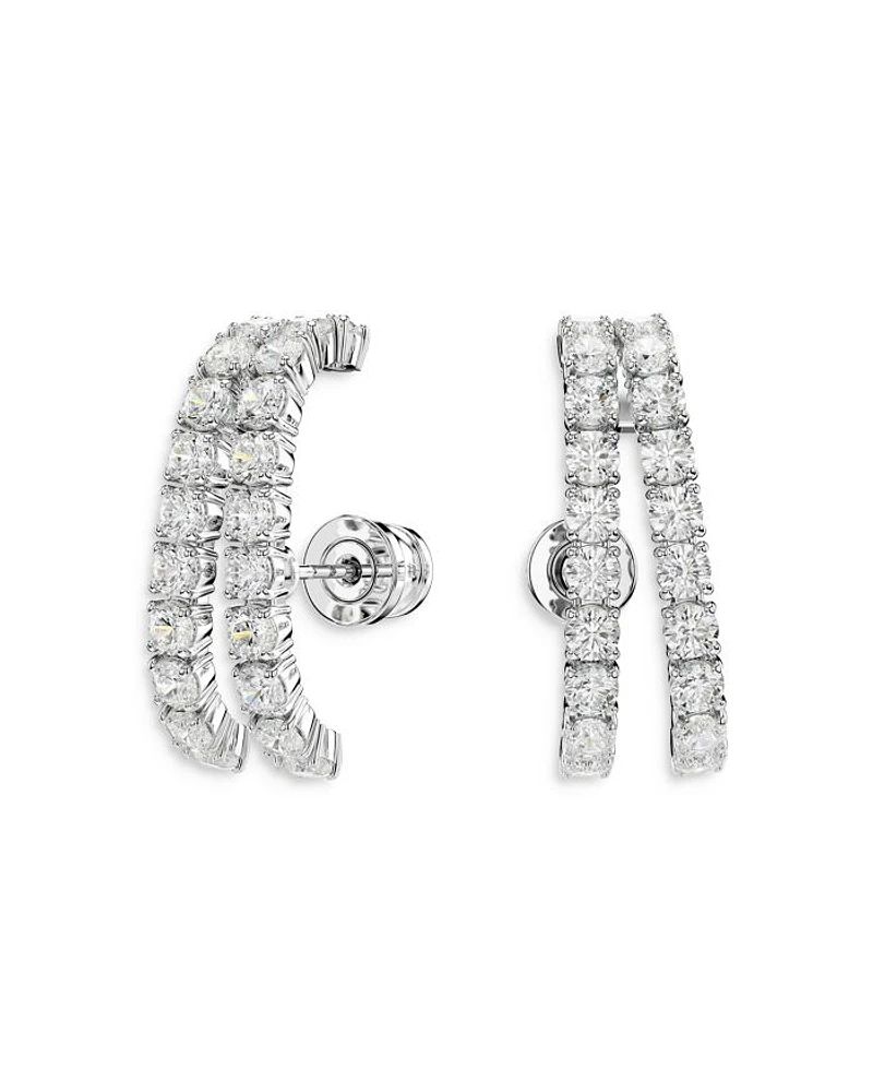 Matrix Crystal Double Row Cuff Stud Earrings
