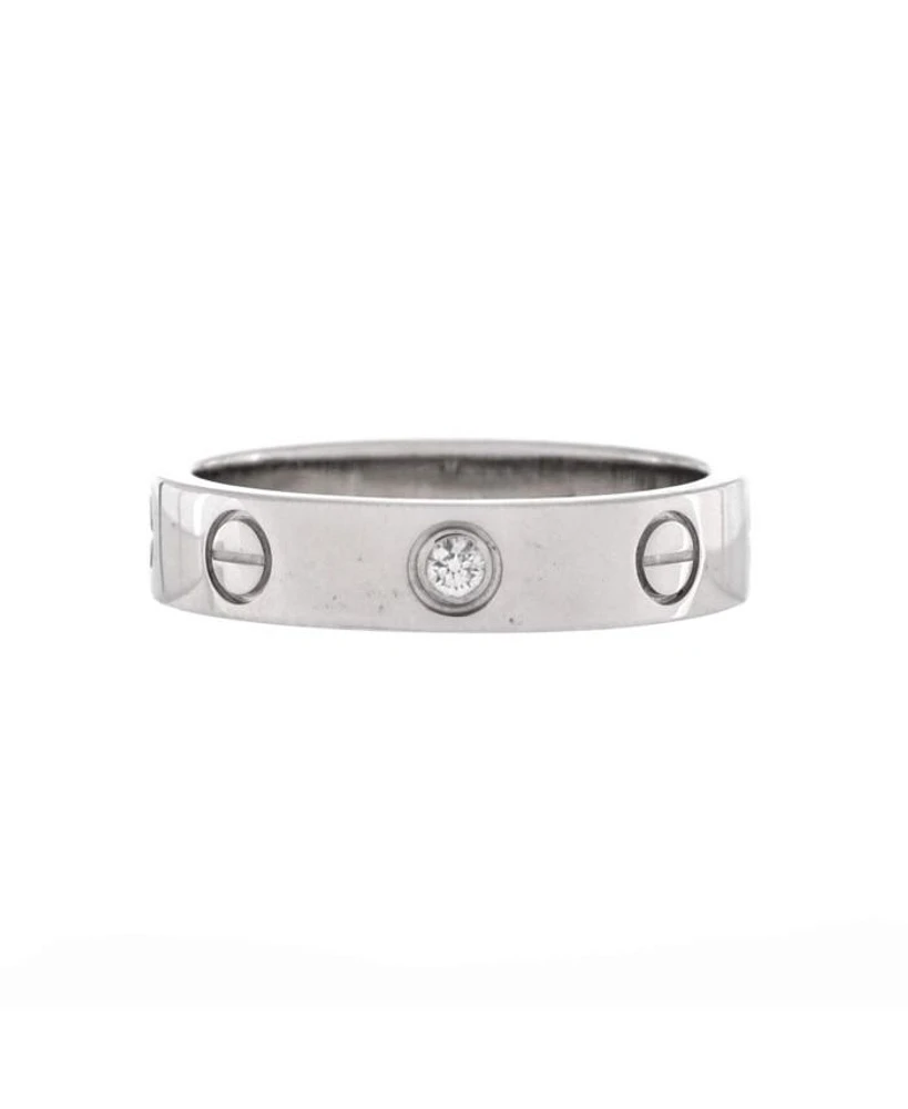 Love Wedding Band 1 Diamond Ring 18K White Gold with Diamond