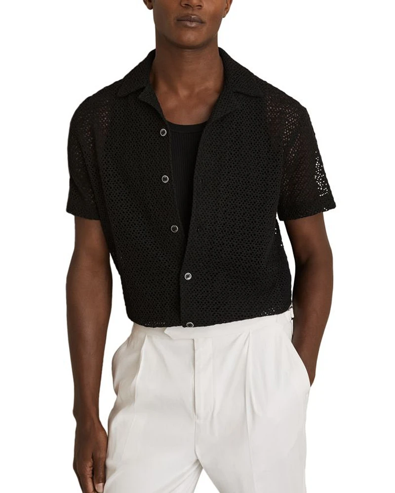 Sterling Short Sleeve Crochet Cuban Shirt