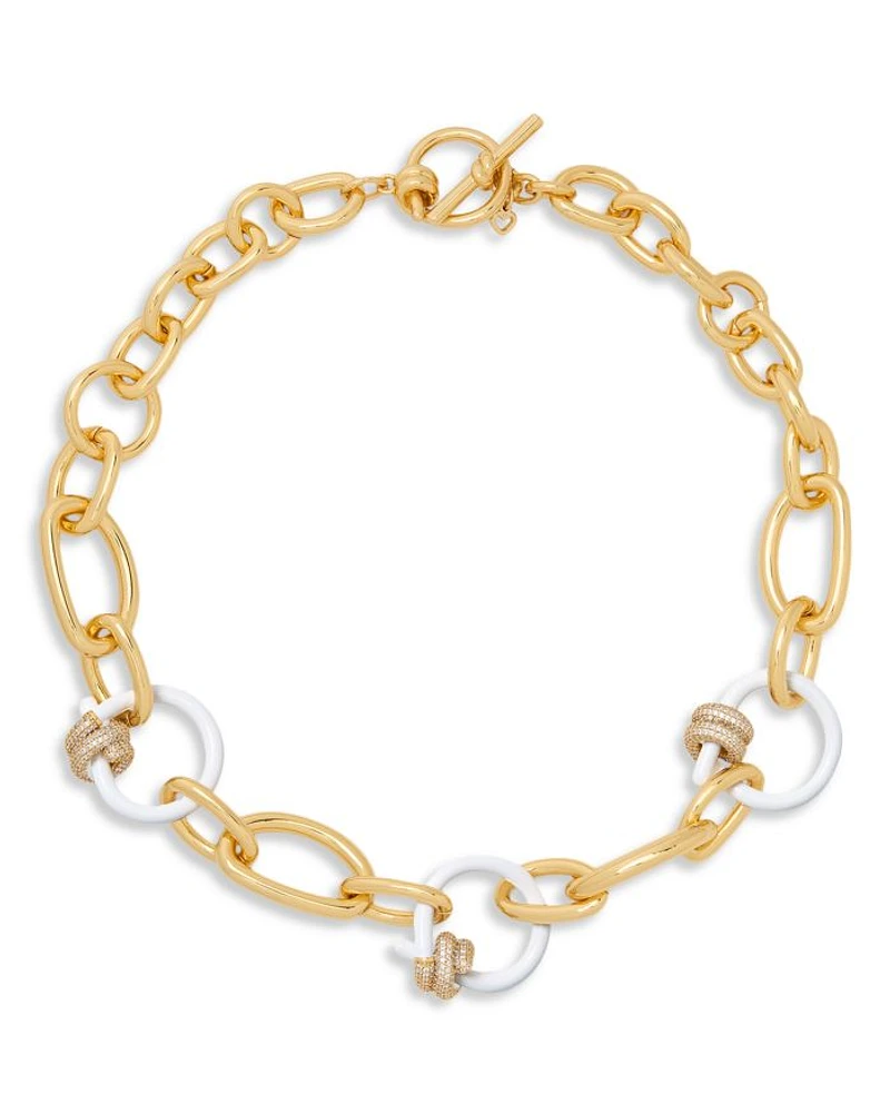 Ropes & Knots Cubic Zirconia & Enamel Large Link Toggle Collar Necklace, 18"