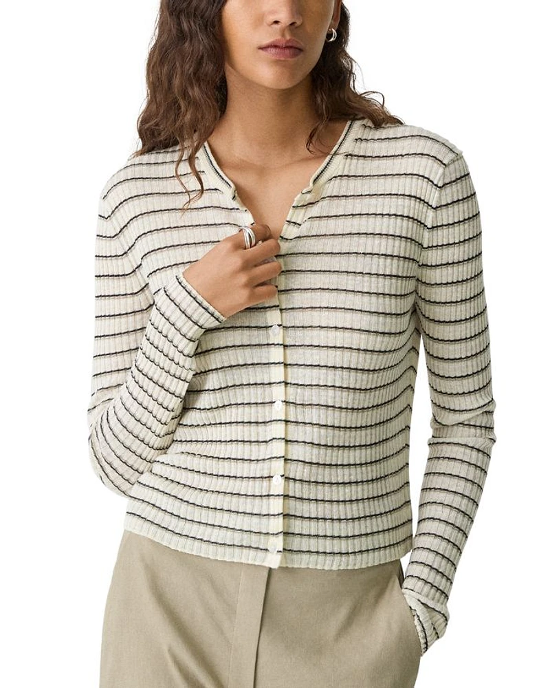 Cropped Cardigan Linen-Blend