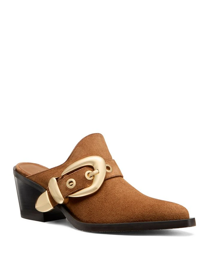 Women's Maven Almond Toe Western Style Block Heel Mules